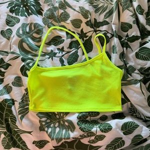 forever 21 neon yellow asymmetrical one-shoulder strappy top